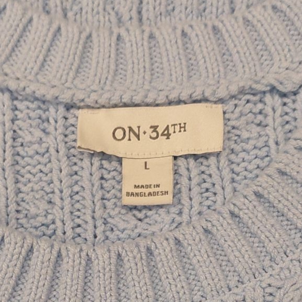 Blue Ribbed Knit Blouse - Picture 5 of 6